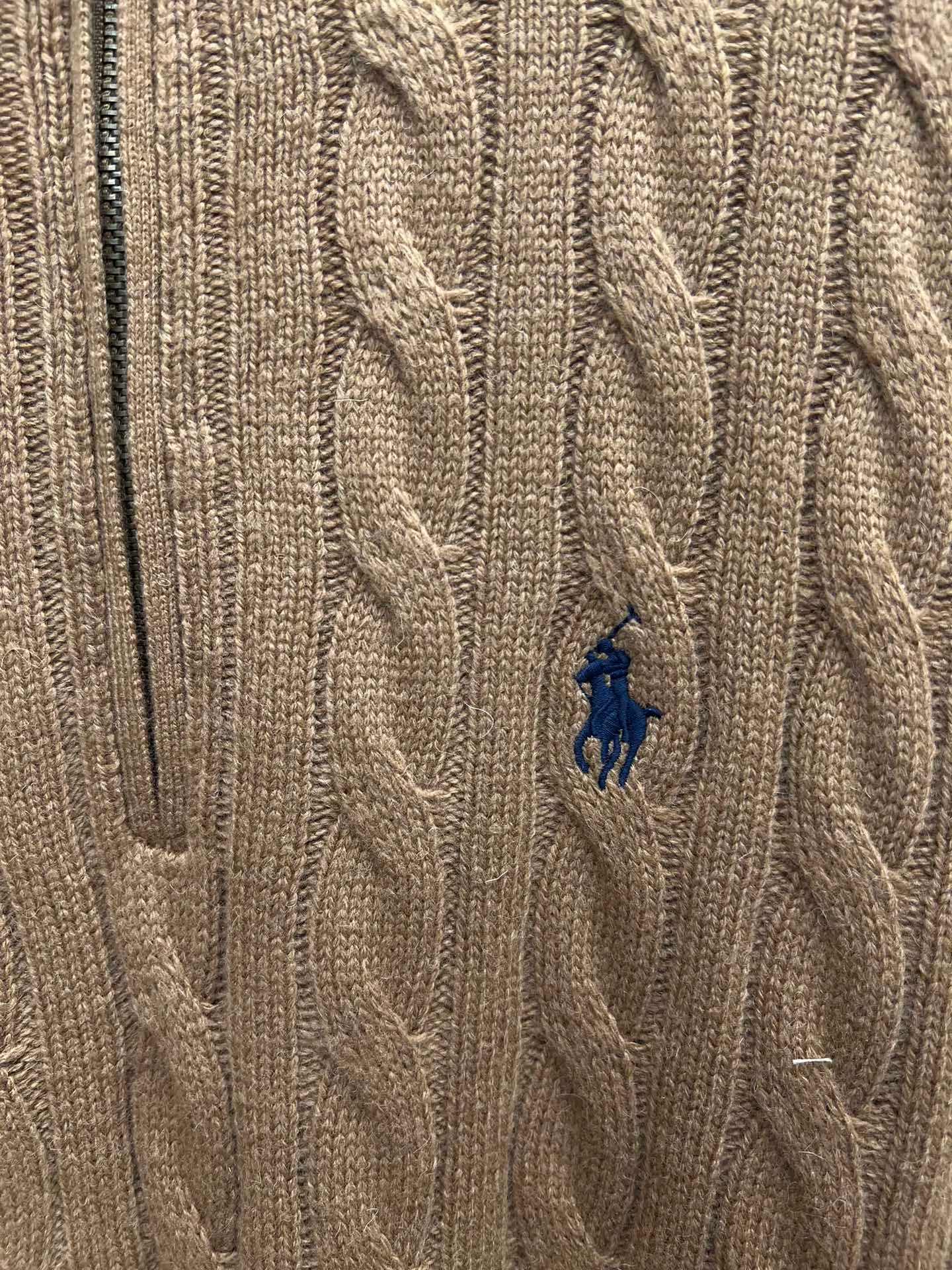 🅿️530 Polo 25ss new solid color pony embroidered long-sleeved sweater, men's khaki, code number: S.M.L.XL.